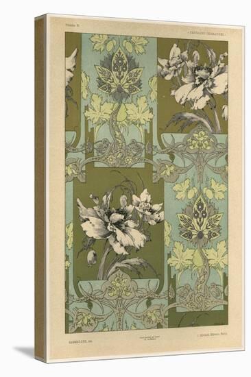 Flowers, Plate 25, Fantaisies Decoratives, Librairie de l'Art, Paris, 1887-Jules Auguste Habert-dys-Stretched Canvas