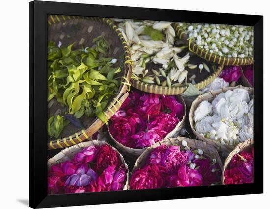 Flowers Prepared for Offerings, Yogyakarta, Java, Indonesia-Ian Trower-Framed Premium Photographic Print