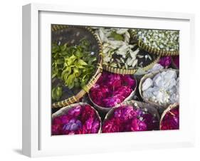 Flowers Prepared for Offerings, Yogyakarta, Java, Indonesia-Ian Trower-Framed Photographic Print