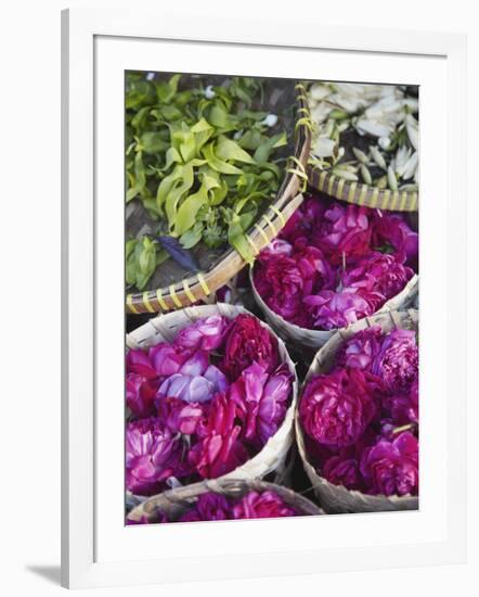 Flowers Prepared for Offerings, Yogyakarta, Java, Indonesia-Ian Trower-Framed Photographic Print