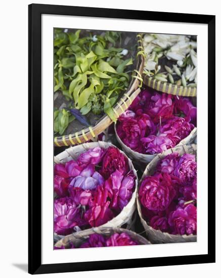 Flowers Prepared for Offerings, Yogyakarta, Java, Indonesia-Ian Trower-Framed Photographic Print