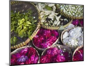 Flowers Prepared for Offerings, Yogyakarta, Java, Indonesia-Ian Trower-Mounted Photographic Print