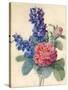 Flowers, Roses and Larkspur-Camile de Chanteraine-Stretched Canvas