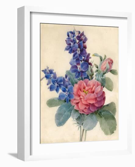 Flowers, Roses and Larkspur-Camile de Chanteraine-Framed Giclee Print