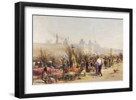 Flowers Sellers on the Banks of the Seine-Gustave Fraipont-Framed Giclee Print