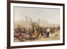 Flowers Sellers on the Banks of the Seine-Gustave Fraipont-Framed Giclee Print