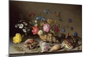 Flowers, Shells and Insects on a Stone Ledge-Balthasar van der Ast-Mounted Giclee Print