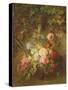 Flowers under a Lion Fountain-Austen Henry Layard-Stretched Canvas