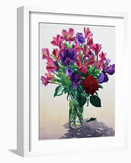 Flowers with Red Rose-Christopher Ryland-Framed Giclee Print