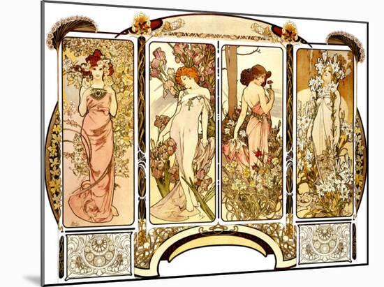 Flowers-Alphonse Mucha-Mounted Giclee Print