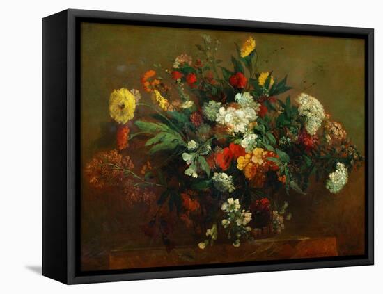 Flowers-Eugene Delacroix-Framed Stretched Canvas