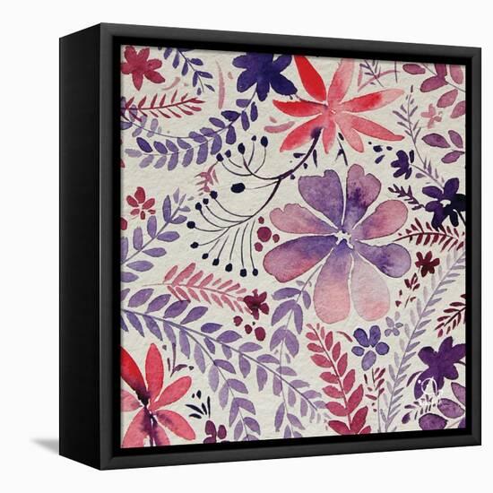 Flowery Dreams I-Blue Fish-Framed Stretched Canvas