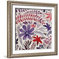 Flowery Dreams II-Blue Fish-Framed Art Print