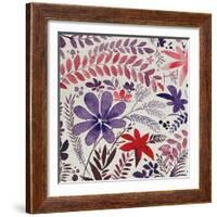 Flowery Dreams II-Blue Fish-Framed Art Print