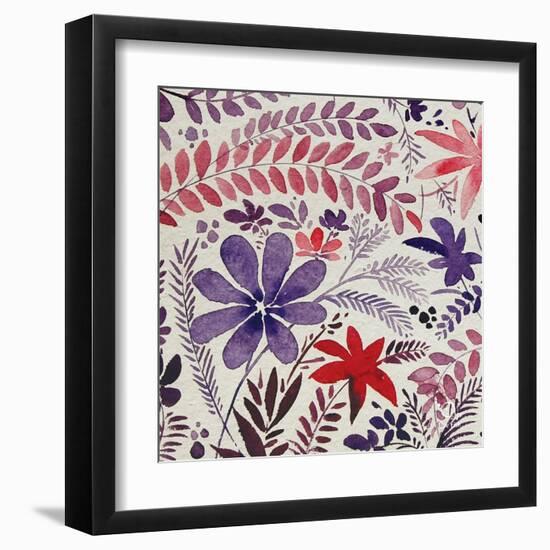 Flowery Dreams II-Blue Fish-Framed Art Print