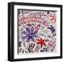 Flowery Dreams II-Blue Fish-Framed Art Print