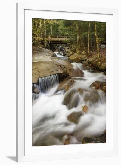 Flowing water cascade or waterfall, Flume Gorge, Franconia Notch, White Mountains, New Hampshire-Adam Jones-Framed Photographic Print