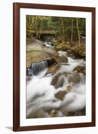 Flowing water cascade or waterfall, Flume Gorge, Franconia Notch, White Mountains, New Hampshire-Adam Jones-Framed Photographic Print