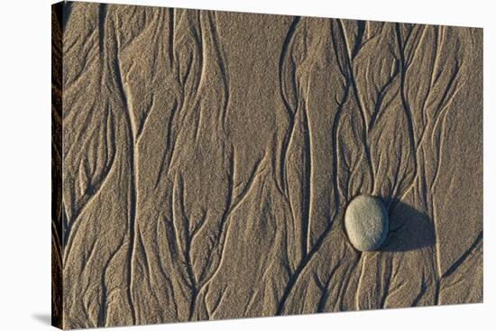 Flowing Water Creates Intricate Patterns in the Sand on a Southern California Beach-Neil Losin-Stretched Canvas
