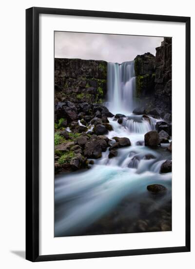 Flowing Waterfall Mood, Öxarárfoss, Iceland-Vincent James-Framed Photographic Print