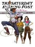 "Lasso Tricks," Saturday Evening Post Cover, July 29, 1939-Floyd Davis-Mounted Giclee Print