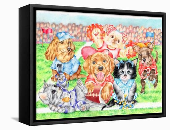 Fluffie Football-Karen Middleton-Framed Stretched Canvas