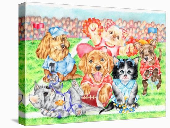 Fluffie Football-Karen Middleton-Stretched Canvas