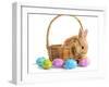 Fluffy Foxy Rabbit in Basket with Easter Eggs-Yastremska-Framed Photographic Print