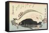 Fluke and Black Bass, Cherry Blossoms-Utagawa Hiroshige-Framed Stretched Canvas