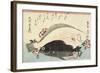 Fluke and Black Bass, Cherry Blossoms-Utagawa Hiroshige-Framed Giclee Print