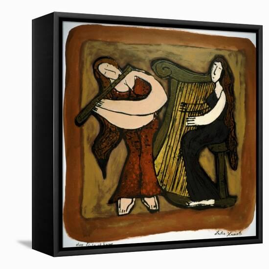 Flute and Harp Duo-Leslie Xuereb-Framed Stretched Canvas