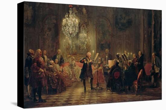 Flute Concert with Frederick the Great in Sanssouci, 1850-1852-Adolph Friedrich von Menzel-Stretched Canvas