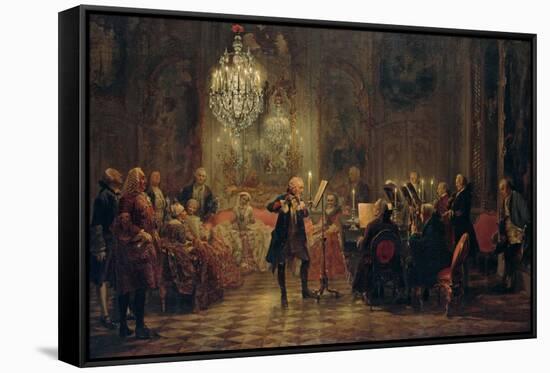 Flute Concert with Frederick the Great in Sanssouci, 1850-1852-Adolph Friedrich von Menzel-Framed Stretched Canvas