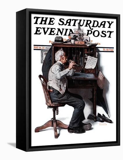 "Flutist" or "Spring Song" Saturday Evening Post Cover, May 16,1925-Norman Rockwell-Framed Stretched Canvas