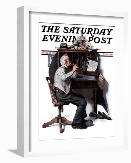 "Flutist" or "Spring Song" Saturday Evening Post Cover, May 16,1925-Norman Rockwell-Framed Giclee Print