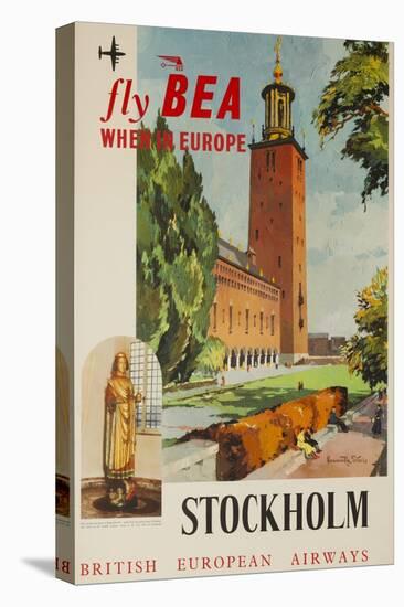 Fly Bea When in Europe, Stockholm Travel Poster-null-Stretched Canvas