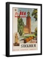 Fly Bea When in Europe, Stockholm Travel Poster-null-Framed Giclee Print