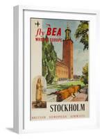 Fly Bea When in Europe, Stockholm Travel Poster-null-Framed Giclee Print