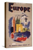 Fly by Clipper: Europe; Pan American World Airways-null-Stretched Canvas