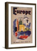 Fly by Clipper: Europe; Pan American World Airways-null-Framed Art Print