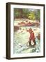 Fly Fisher with Net-null-Framed Art Print