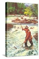 Fly Fisher with Net-null-Stretched Canvas