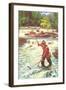 Fly Fisher with Net-null-Framed Art Print