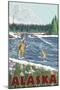 Fly Fisherman, Alaska-Lantern Press-Mounted Art Print