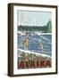 Fly Fisherman, Anchorage, Alaska-Lantern Press-Framed Art Print