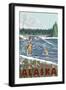 Fly Fisherman, Anchorage, Alaska-Lantern Press-Framed Art Print