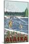 Fly Fisherman, Anchorage, Alaska-Lantern Press-Mounted Art Print