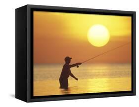 Fly Fisherman at Sunrise, Keys, Florida, USA-null-Framed Stretched Canvas