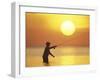 Fly Fisherman at Sunrise, Keys, Florida, USA-null-Framed Photographic Print