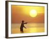 Fly Fisherman at Sunrise, Keys, Florida, USA-null-Framed Photographic Print